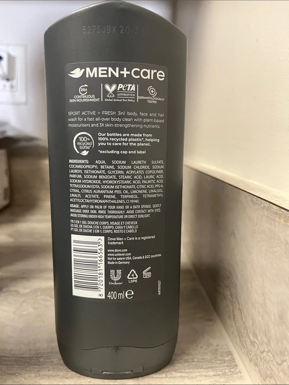Dove Men+Care SportCare Active + Fresh Body, Face & Hair Wash